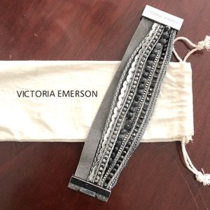 Victoria Emerson Mendoza cuff bracelet in gray and silver.
